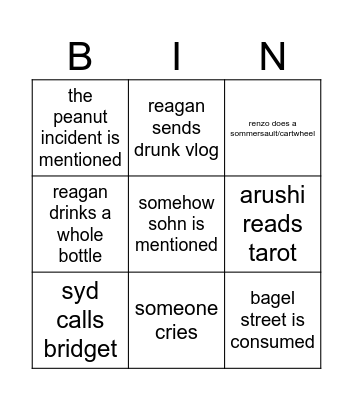 Wine night once again Bingo Card