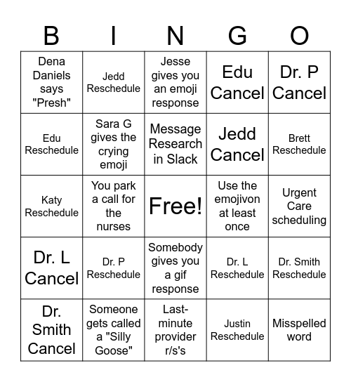 Slack Bingo Card