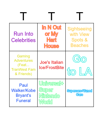 My 2023 Cali Bingo Card