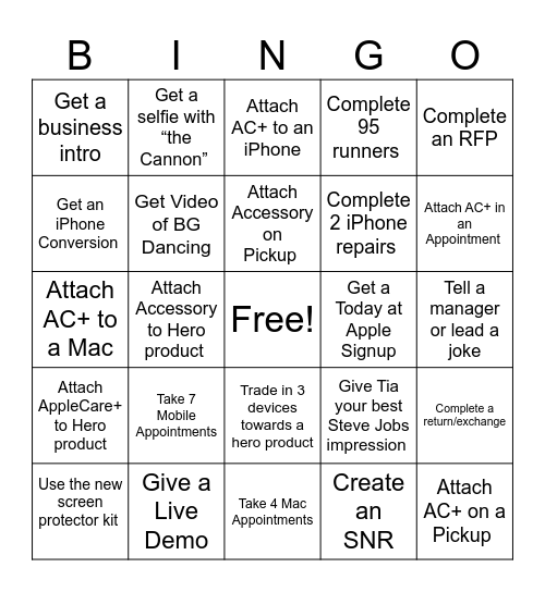 Tax Free Bingo - Team 1 Bingo Card