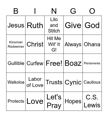 Labor of Love ~ Week 3 Bingo Card