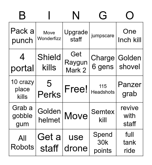Antron: BO3 Zombies Bingo Card