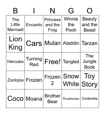 Disney Bingo Card