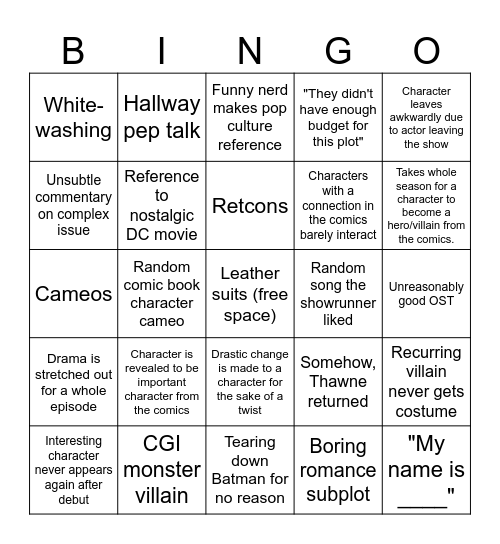 Berlanti Bingo Card