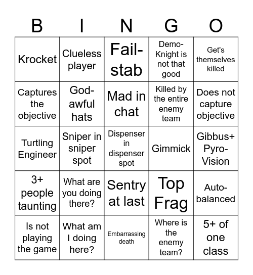 TF2 Bingo Card