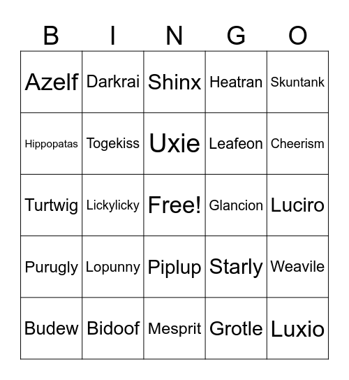 POKEMON BINGO Card