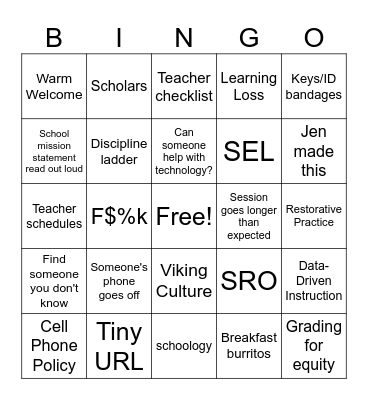 German Happening's Bingo Card