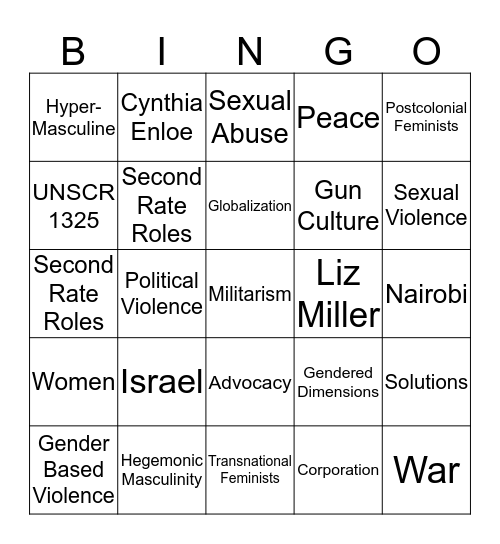 Militarism Bingo Card