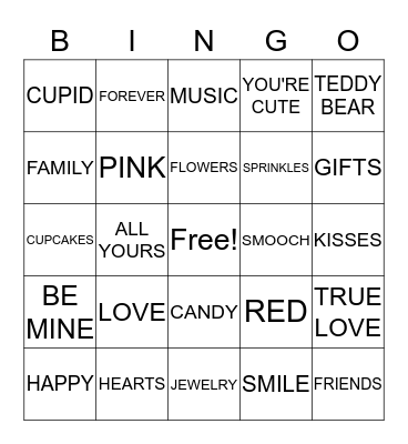 Valentine's Day Bingo Card