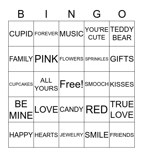 Valentine's Day Bingo Card