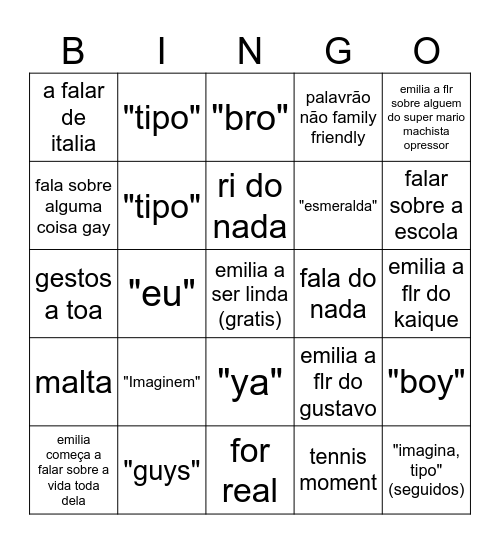 emilia bingo Card