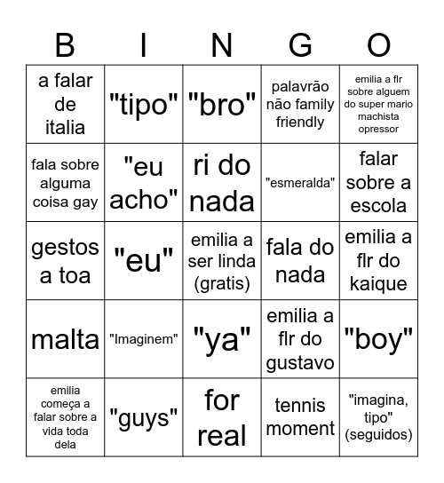 emilia bingo Card