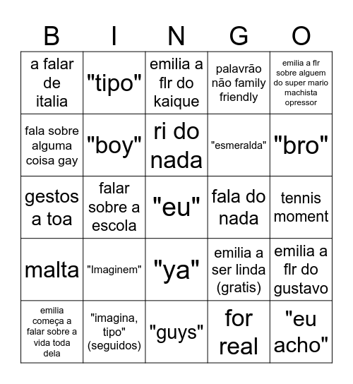 emilia bingo Card