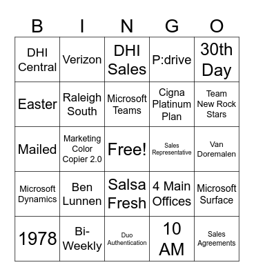 ONBOARDING DAY! Bingo Card