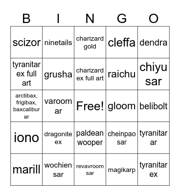 POKEMON BINGO Card