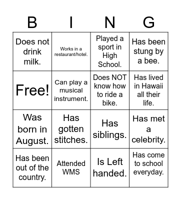 WMS Human Bingo :: Parent Mingle Bingo Card
