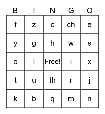 Alphabet Bingo Card