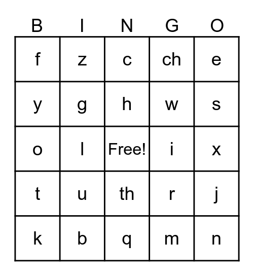 Alphabet Bingo Card