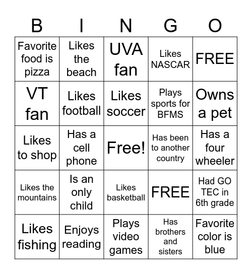 GO TEC Bingo Card