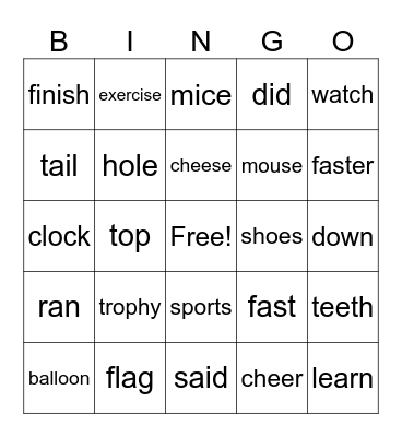 Hickory Dickory Dock Bingo Card