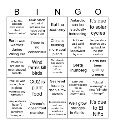 Climate "Skeptic" Bingo Card