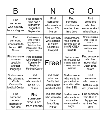 FALL 25 COHORT BINGO Card