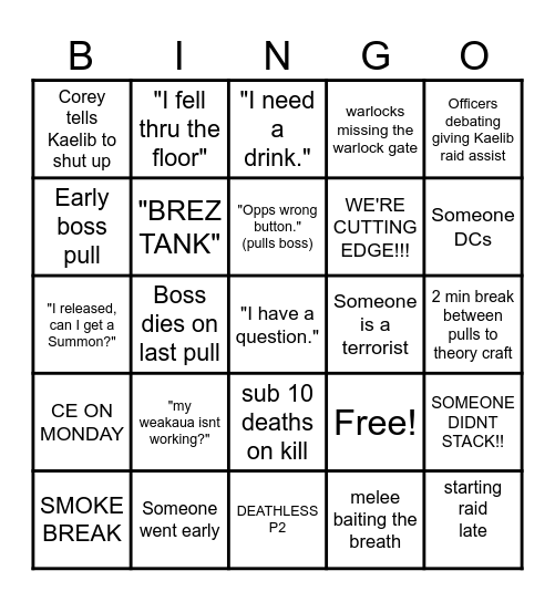 Mythic Sark Bingo Bongo Bingo Card