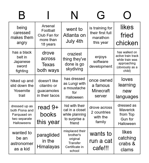 Untitled Bingo Card