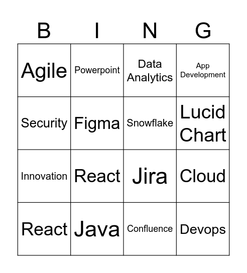 Tech Bingo Card