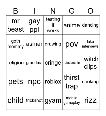 tic tok bingo(new account) Bingo Card