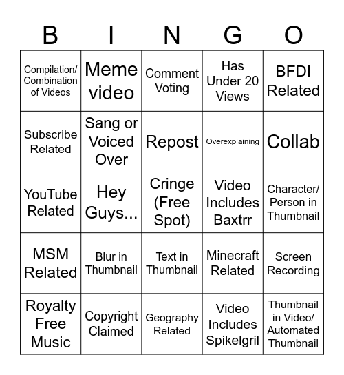 CubeNaz Ultimate Bingo Card