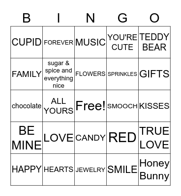 Valentine's Day Bingo Card