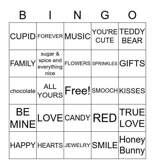 Valentine's Day Bingo Card