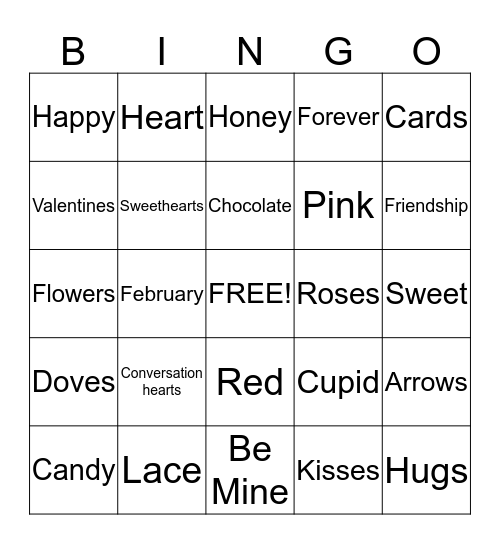 Valentine's Day Bingo Card