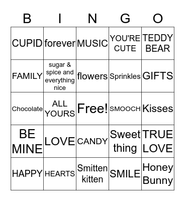 Valentine's Day Bingo Card