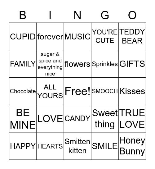 Valentine's Day Bingo Card