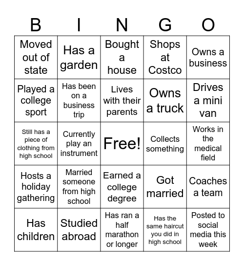 CLASS OF 2013 Bingo Card