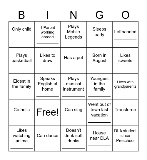 Human Bingo Card