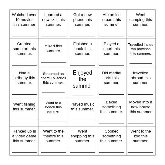 FInd someone who... Bingo Card