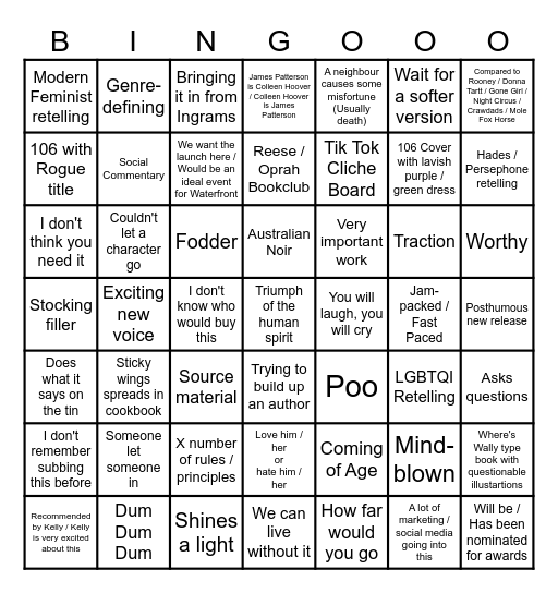 Book Sub Bingo Card