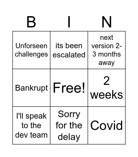 Whatever Bingo Card