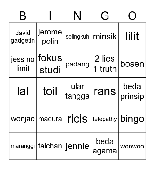 krys’ Bingo Card