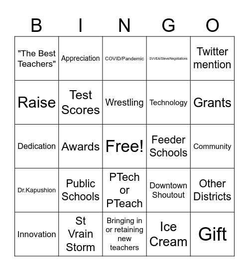 Convocation Bingo Card