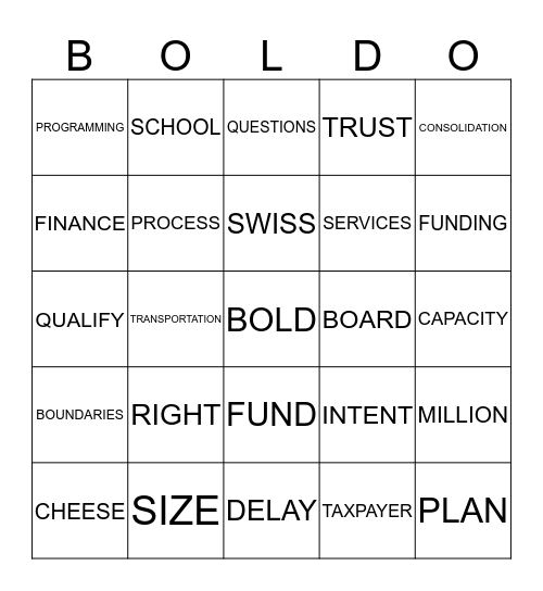 THE VOTE Bingo Card