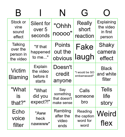 Ssniperwolf Bingo Card