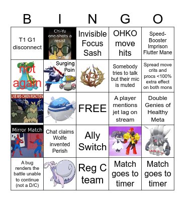 Worlds 2023 VGC Bingo Card