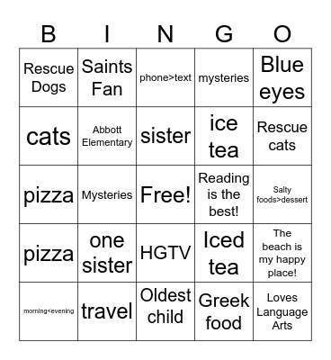 How Like Mrs. Goza are you? Bingo Card