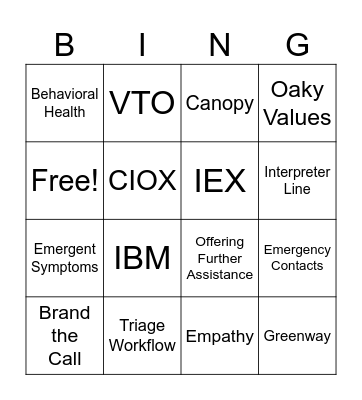 TEAM GLANTON BINGO Card
