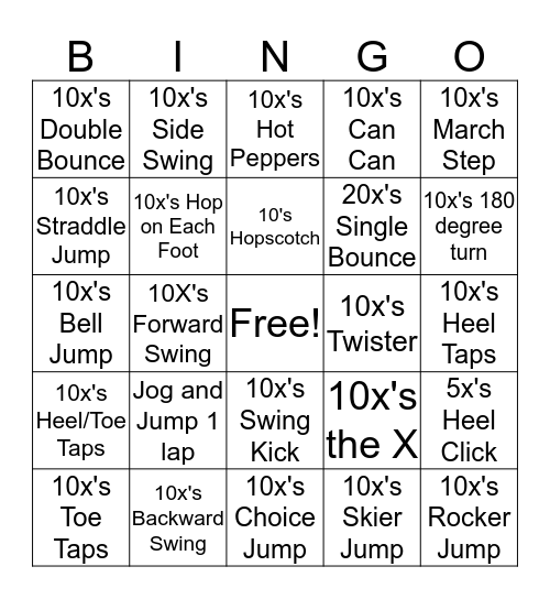 Jumping Rope Bingo Card