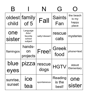 How like Mrs. Goza Are You? Bingo Card